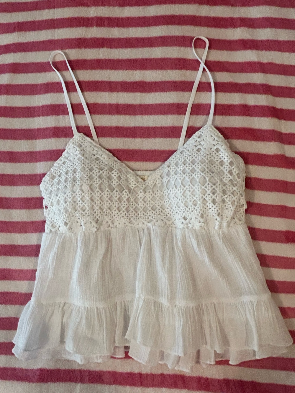 Rebellion White Crochet Babydoll Top with Pads